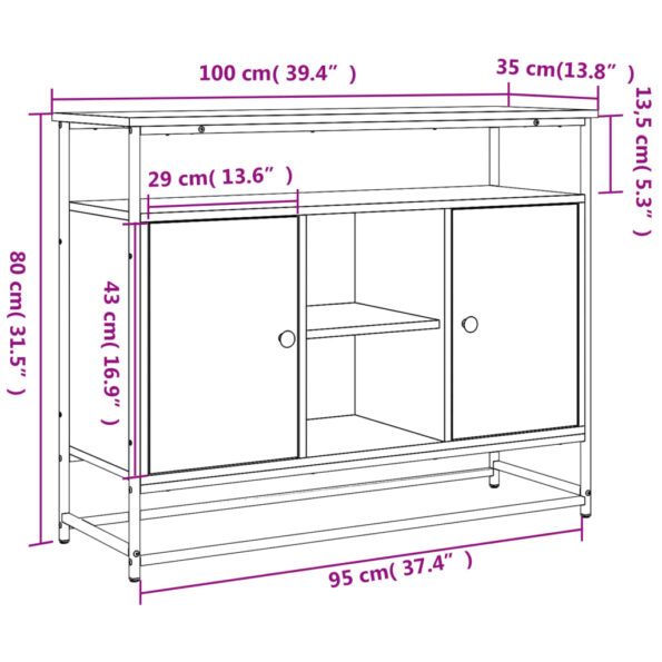 vidaXL Komoda dub sonoma 100x35x80 cm kompozitné drevo – Obrázok 11