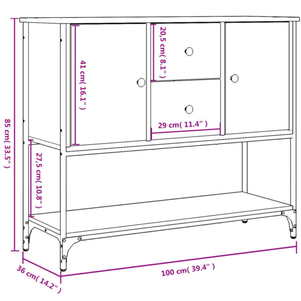 vidaXL Komoda dymový dub 100x36x85 cm kompozitné drevo – Obrázok 11