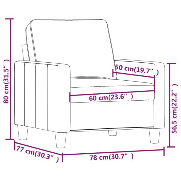 vidaXL Jednomiestna pohovka, svetlosivá 60 cm, látka – Obrázok 8