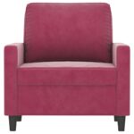 vidaXL Kreslo vínovo-červené 60 cm zamat – Obrázok 3