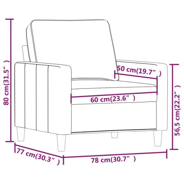 vidaXL Kreslo čierne 60 cm zamat – Obrázok 8