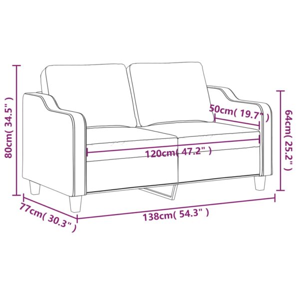 vidaXL 3-miestna pohovka bledožltá 120 cm látka – Obrázok 8