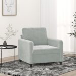 vidaXL Kreslo bledosivé 60 cm zamat