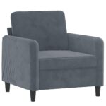 vidaXL Kreslo tmavosivé 60 cm zamat – Obrázok 2