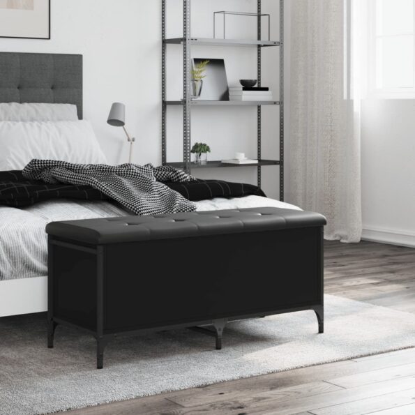 vidaXL Úložná lavička čierna 102x42x45 cm kompozitné drevo – Obrázok 3