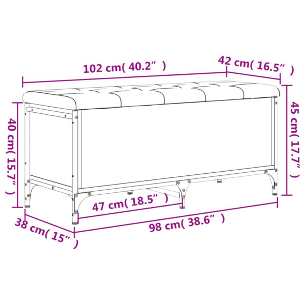 vidaXL Úložná lavička čierna 102x42x45 cm kompozitné drevo – Obrázok 10