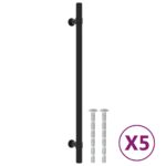 vidaXL Rukoväte na skrinku 5 ks čierne 224 mm nehrdzavejúca oceľ – Obrázok 2
