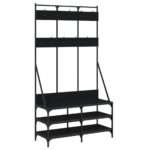 vidaXL Vešiak na šaty s botníkom čierny 100x40x184 cm – Obrázok 2