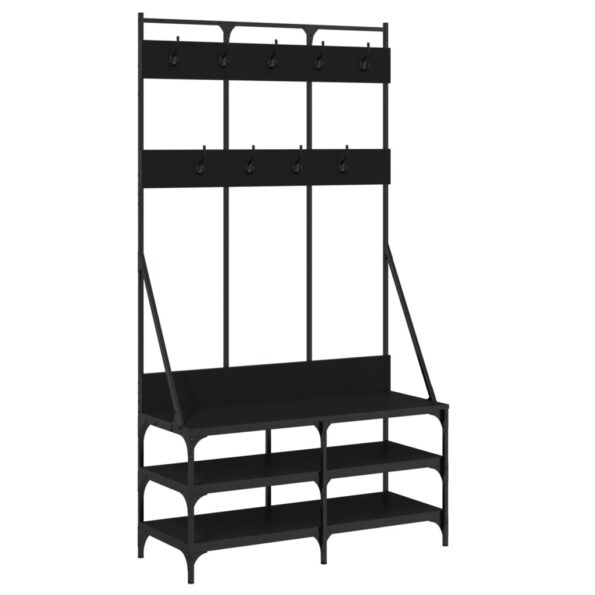 vidaXL Vešiak na šaty s botníkom čierny 100x40x184 cm – Obrázok 2