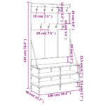 vidaXL Vešiak na šaty s botníkom čierny 100x40x184 cm – Obrázok 9