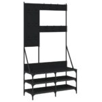 vidaXL Vešiak na šaty s botníkom čierny 100x40x184 cm – Obrázok 2