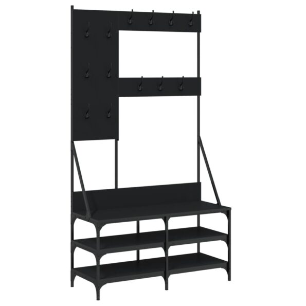 vidaXL Vešiak na šaty s botníkom čierny 100x40x184 cm – Obrázok 2