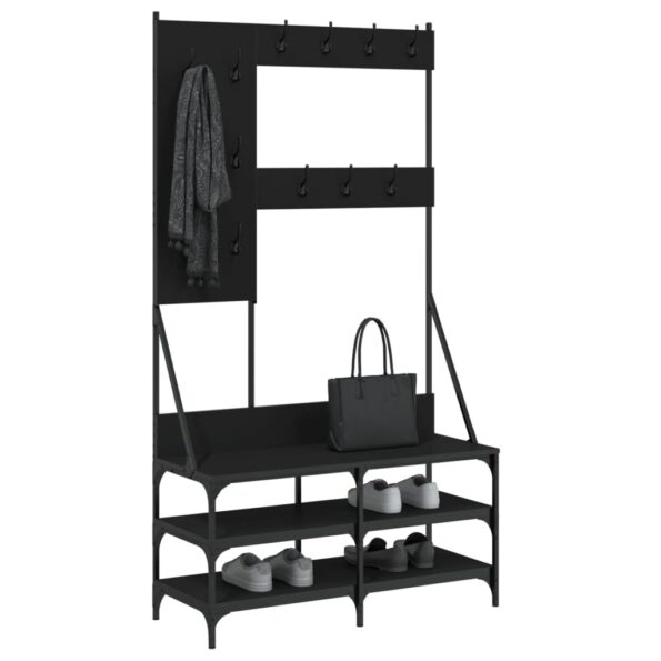 vidaXL Vešiak na šaty s botníkom čierny 100x40x184 cm – Obrázok 3