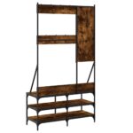 vidaXL Vešiak na šaty s botníkom dymový dub 100x40x184 cm – Obrázok 6