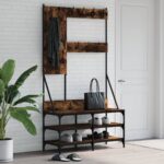 vidaXL Vešiak na šaty s botníkom dymový dub 100x40x184 cm