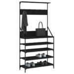 vidaXL Vešiak na šaty s botníkom čierny 90x34x184 cm – Obrázok 3