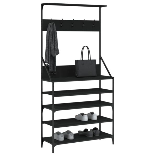 vidaXL Vešiak na šaty s botníkom čierny 90x34x184 cm – Obrázok 3