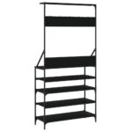 vidaXL Vešiak na šaty s botníkom čierny 90x34x184 cm – Obrázok 6