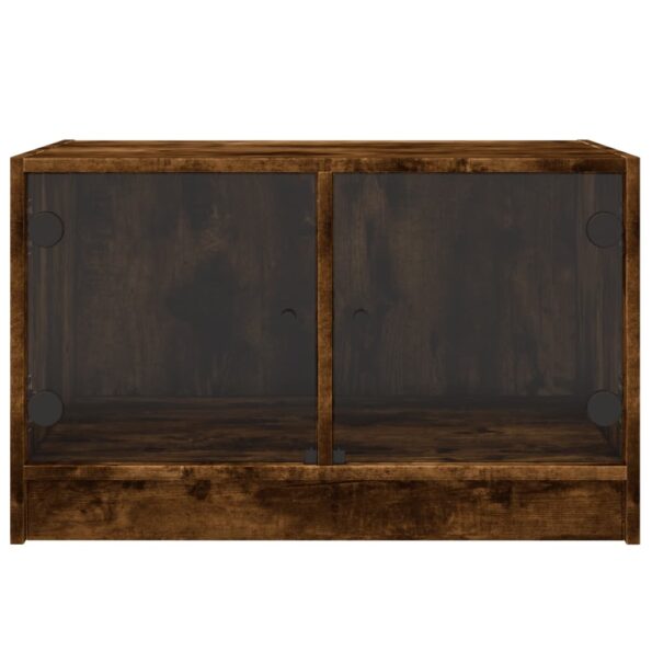 vidaXL Konferenčný stolík sklenené dvierka dymový dub 68x50x42 cm – Obrázok 6