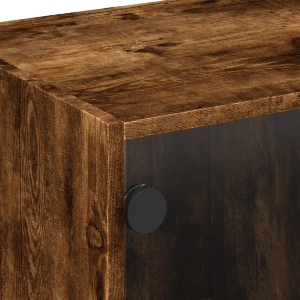 vidaXL Konferenčný stolík sklenené dvierka dymový dub 68x50x42 cm – Obrázok 9