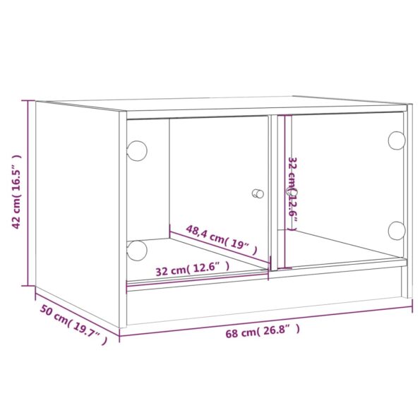 vidaXL Konferenčný stolík sklenené dvierka dymový dub 68x50x42 cm – Obrázok 11
