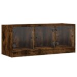 vidaXL TV skrinka so sklenenými dvierkami dymový dub 102x37x42 cm – Obrázok 2