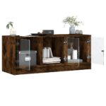 vidaXL TV skrinka so sklenenými dvierkami dymový dub 102x37x42 cm – Obrázok 5
