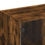 vidaXL TV skrinka so sklenenými dvierkami dymový dub 102x37x42 cm – Obrázok 9