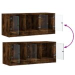 vidaXL TV skrinka so sklenenými dvierkami dymový dub 102x37x42 cm – Obrázok 10
