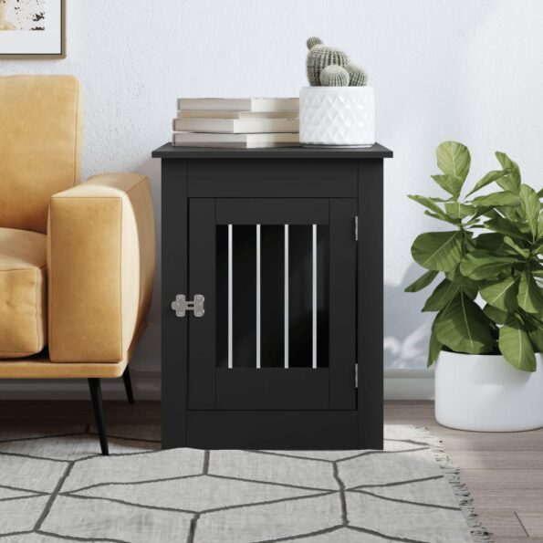 vidaXL Nábytková prepravka pre psa čierna 55x80x68 cm kompozitné drevo – Obrázok 3