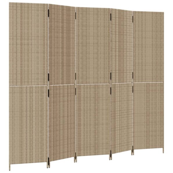 vidaXL Paraván 5 panelov béžový polyratan – Obrázok 2