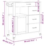 vidaXL Kuchynský vozík MONZA 84x40x88,5 cm borovicový masív – Obrázok 9