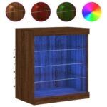 vidaXL Komoda s LED svetlami hnedý dub 60,5x37x67 cm – Obrázok 2