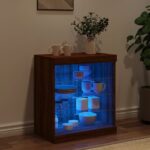 vidaXL Komoda s LED svetlami hnedý dub 60,5x37x67 cm – Obrázok 3