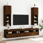 vidaXL TV skrinka s LED svetlami hnedý dub 30,5x30x102 cm – Obrázok 3