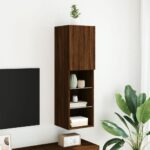vidaXL TV skrinka s LED svetlami hnedý dub 30,5x30x102 cm – Obrázok 4
