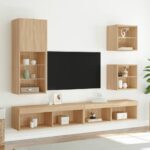vidaXL TV skrinka s LED svetlami dub sonoma 40,5x30x102 cm – Obrázok 3
