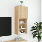 vidaXL TV skrinka s LED svetlami dub sonoma 40,5x30x102 cm – Obrázok 4