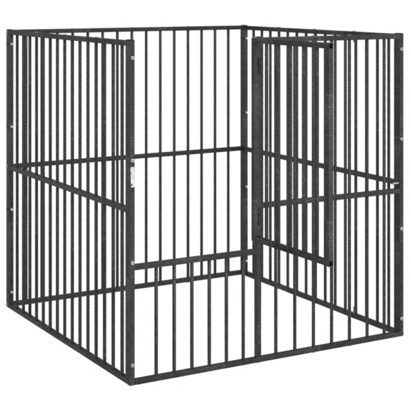 vidaXL Ohrádka pre psov 4 panely čierna pozinkovaná oceľ – Obrázok 4