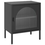 vidaXL Nočné stolíky čierne 50x35x60 cm sklo a oceľ – Obrázok 3