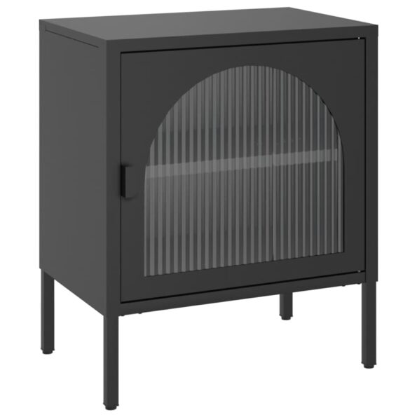 vidaXL Nočné stolíky čierne 50x35x60 cm sklo a oceľ – Obrázok 3