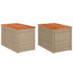vidaXL Záhradné príručné stolíky 2ks béžové 55x34x37cm polyratan masív – Obrázok 2