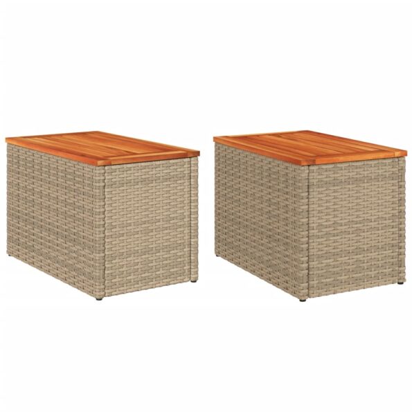 vidaXL Záhradné príručné stolíky 2ks béžové 55x34x37cm polyratan masív – Obrázok 2