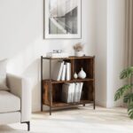 vidaXL Knižnica dymový dub 72x28x77,5 cm kompozitné drevo – Obrázok 3