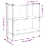 vidaXL Knižnica dymový dub 72x28x77,5 cm kompozitné drevo – Obrázok 11