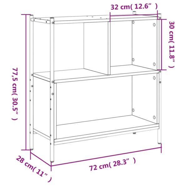 vidaXL Knižnica dymový dub 72x28x77,5 cm kompozitné drevo – Obrázok 11