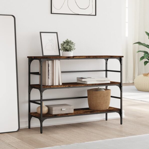 vidaXL Konzolový stolík dymový dub 100x32x75 cm kompozitné drevo – Obrázok 3