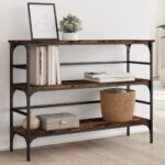 vidaXL Konzolový stolík dymový dub 100x32x75 cm kompozitné drevo