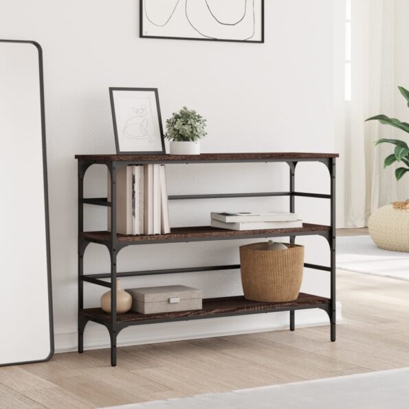 vidaXL Konzolový stolík hnedý dub 100x32x75 cm kompozitné drevo – Obrázok 3