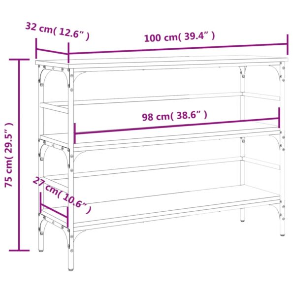 vidaXL Konzolový stolík hnedý dub 100x32x75 cm kompozitné drevo – Obrázok 10
